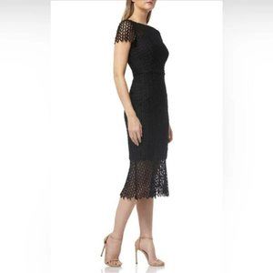 Kay Unger Black Tatum Mesh Lace Midi Dress (NWOT, $248) - 6
